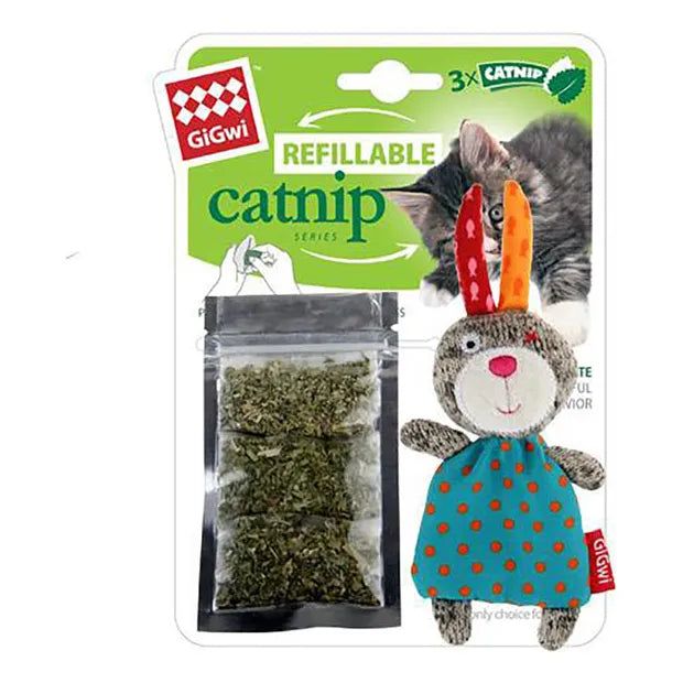 - Environmentally friendly pet toy recommendationsGIGWI Cat Toy - Refillable Catnip Multi Teabag Rabbit