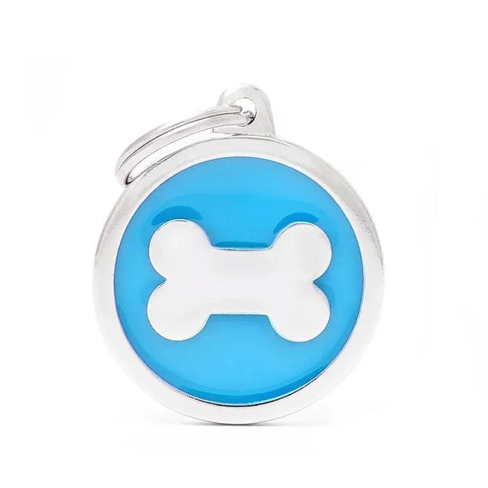  . **Pet collar with custom engraving**Classic Light Blue Bone
