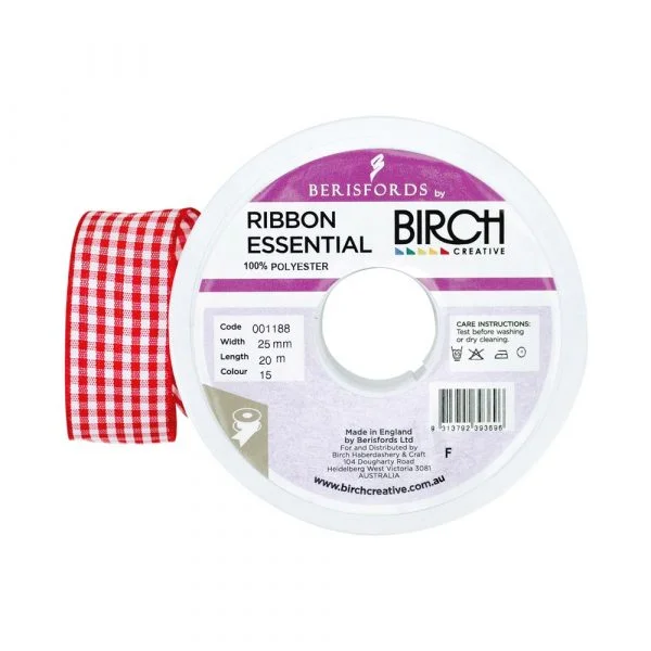 ### Dog accessoriesRibbon Gingham 25mm 015 Red