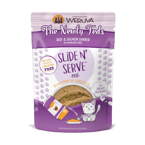    - Kitten food  Weruva Cat Slide n' Serve Slice The Newly Feds Beef & Salmon Dinner