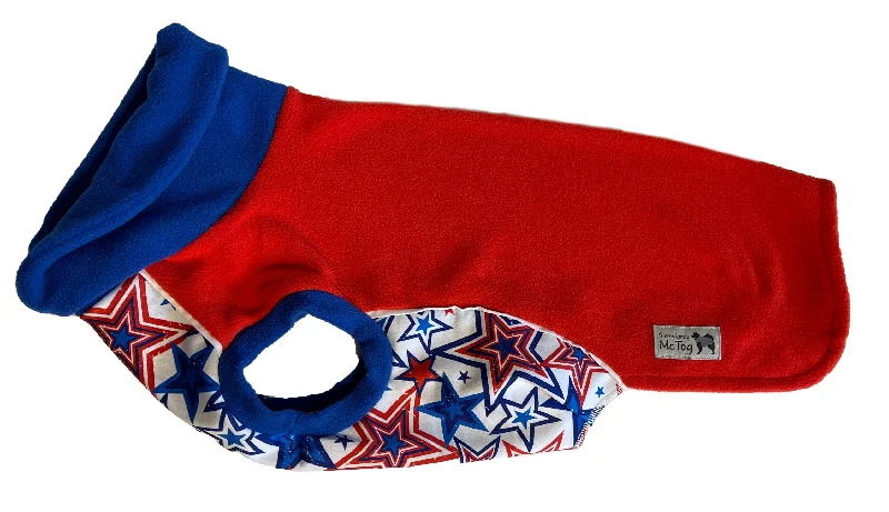 - Dog heart rate monitoring collarRed Stars Polar Fleece - Waterproof belly - McTog Dog Jumper - Only Sizes 2 & 5 left