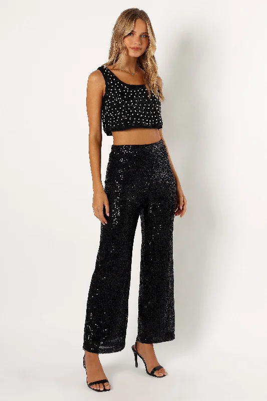 - Custom pet birthday cakeLilianna Sequin Flare Pant - Black
