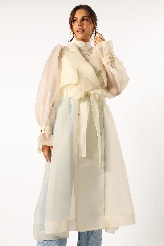 - Car dog seat beltBraelynn Sheer Trench Coat - Cream