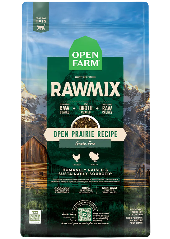    - Outdoor cat food  Open Farm Cat RawMix Grain Free Open Prairie