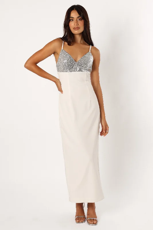 - ​​Christmas pet Christmas clothingKylie Slip Dress - White Silver