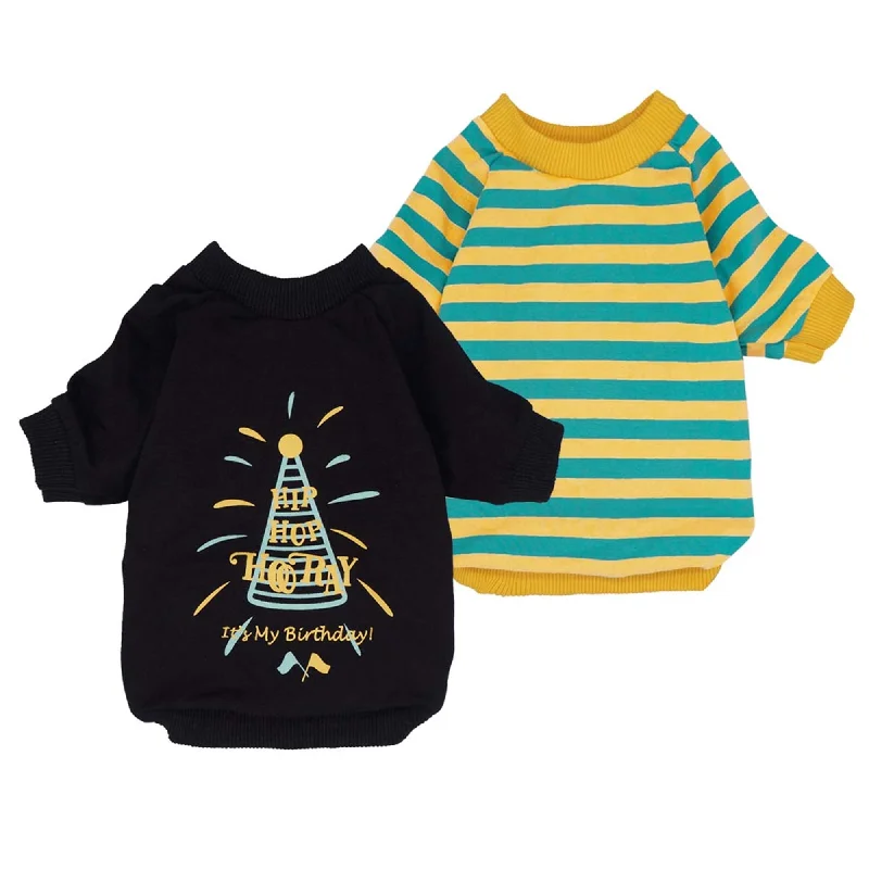 - Organic cotton dog bibs2-Pack Hip Hop Hooray Birthday Dog Shirts