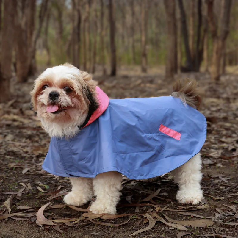 ---Dual Colour Cape Dog Raincoat Cornflower Blue
