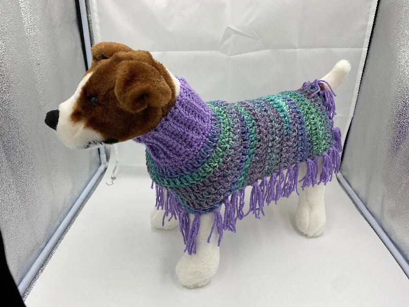 Classification by pet type:Purple and Teal Dog Poncho/Sweater