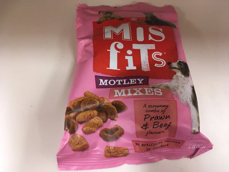  -Splash-proof food bowl AND Anti-choking slow food bowlMisfits Treats Motley Mix Prawn & Beef Flavours 180g