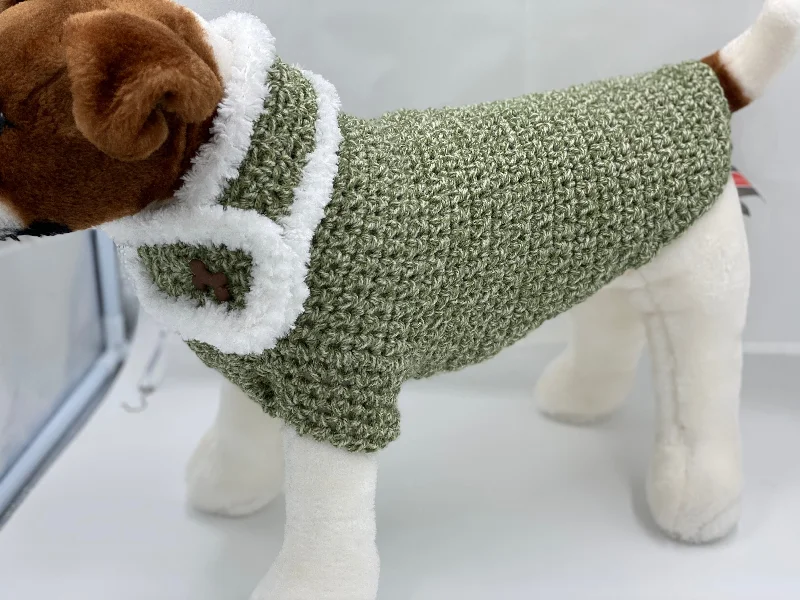 Small dog clothesGreen Dog Sweater with Matching Scarf