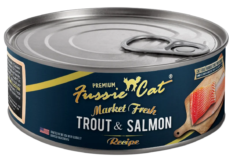    - How is Bricky cat food?  Fussie Cat Can Market Fresh Trout & Salmon
