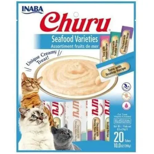 - Cat stress soothing sprayInaba Churu Seafood Varieties Creamy Cat Treat