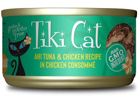    - Fish-based cat food  Tiki Cat Luau Tuna & Chicken Hookena