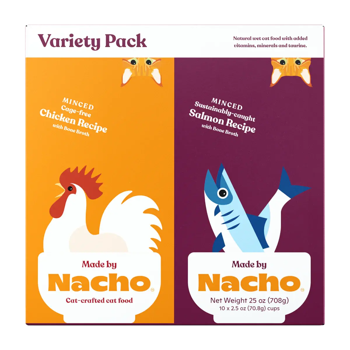 - Air box TSA certified check-inMade by Nacho Minced in Bone Broth Cat Food Cups Variety Pack 10 ct, 25 oz - Air box TSA certified check-inMade by Nacho Minced in Bone Broth Cat Food Cups Variety Pack 10 ct, 25 oz