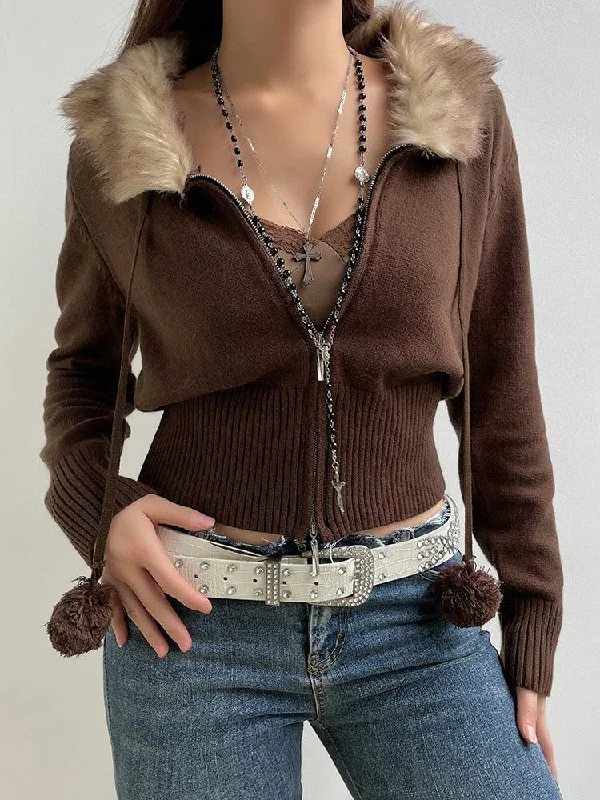- Summer pet ice matCropped Design Zip-Up Cardigan