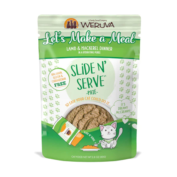  . **Brand-Related**  Weruva Cat Slide n' Serve Slice Let's Make A Meal Lamb & Mackerel Dinner