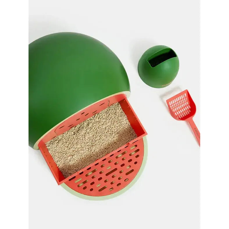 - Remote interactive pet feederVetreska Watermelon Odor Control Kitty Litter Box with Lid and Scoop