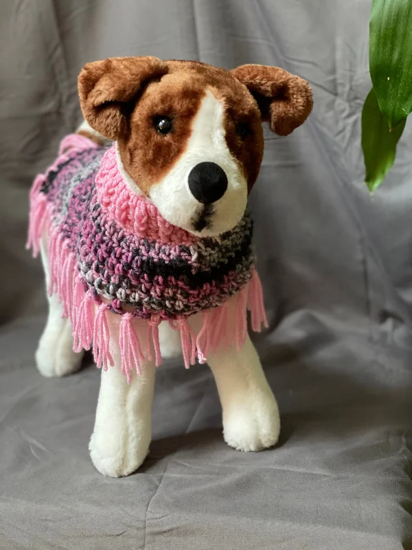 Pet cartoon pattern clothesPink and Black Poncho