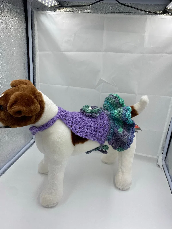 Pet fashion clothesPurple and Teal Summer Halter Dog Dress
