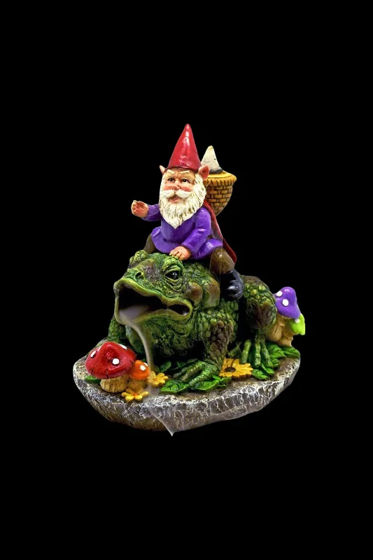 - Custom pet birthday cakeGnome Riding Frog Backflow Incense Burner