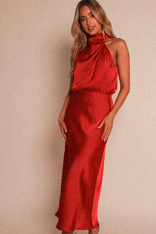Pet ProductsAnabelle Halter Neck Midi Dress - Red
