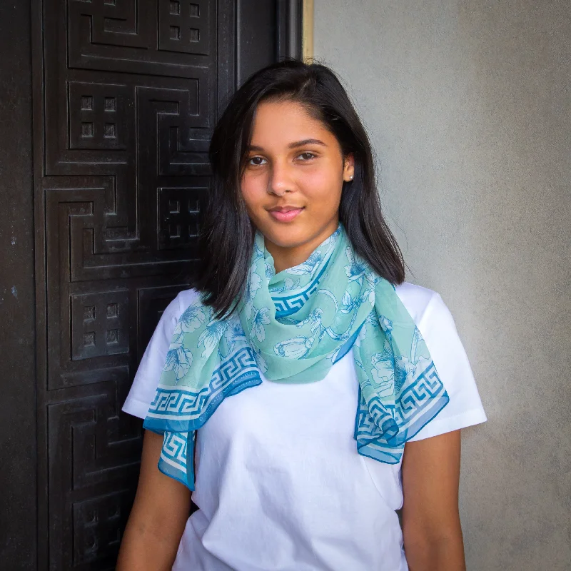 - Custom pet birthday cakeBlue Sakura Chiffon Silk Scarf