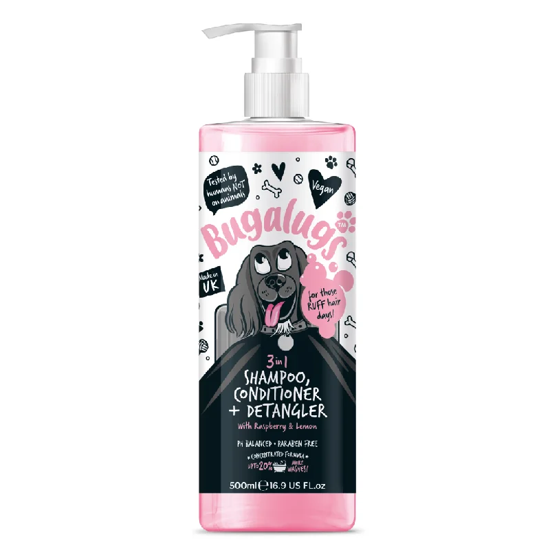 - Organic cotton dog bibsBugalugs 3in1 Shampoo, Conditioner & Detangler