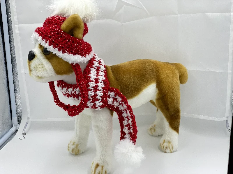Pet summer light clothesRed and White Hat and Scarf Set