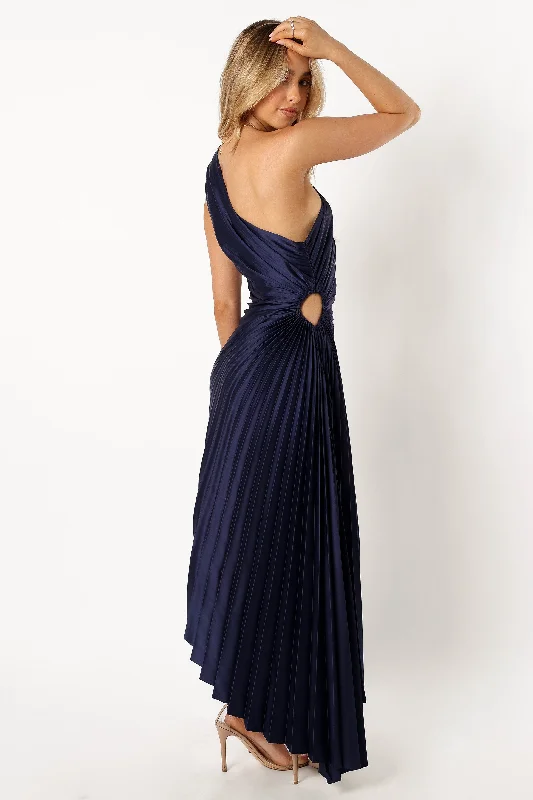 ---Kleo One Shoulder Maxi Dress - Navy
