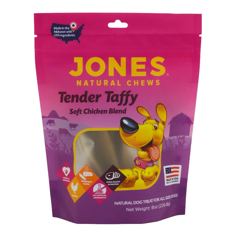 - Parrot climbing and standing wooden frameJones Natural Chews Soft Chicken Tender Taffy Dog Treat