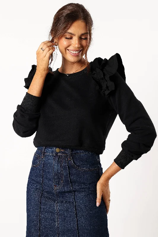  -Anti-scratch scratching board AND cat bed in oneCora Ruffle Sleeve Sweatshirt - Black