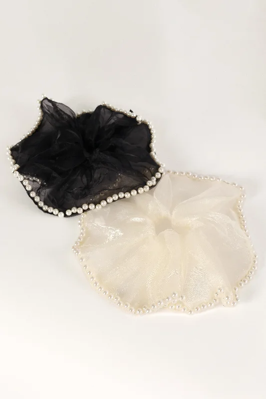 - ​​Christmas pet Christmas clothingAstoria Pearl Hair Tie - Black Cream