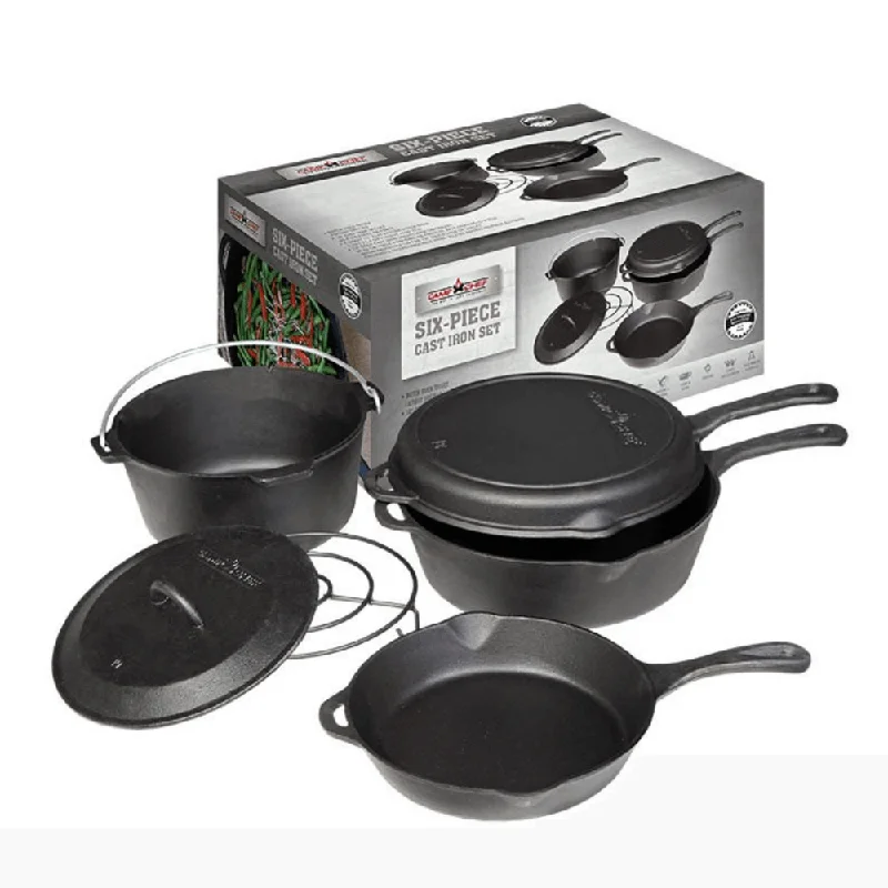 - Air box TSA certified check-inCamp Chef Cast Iron Cook Set - 6 Piece
