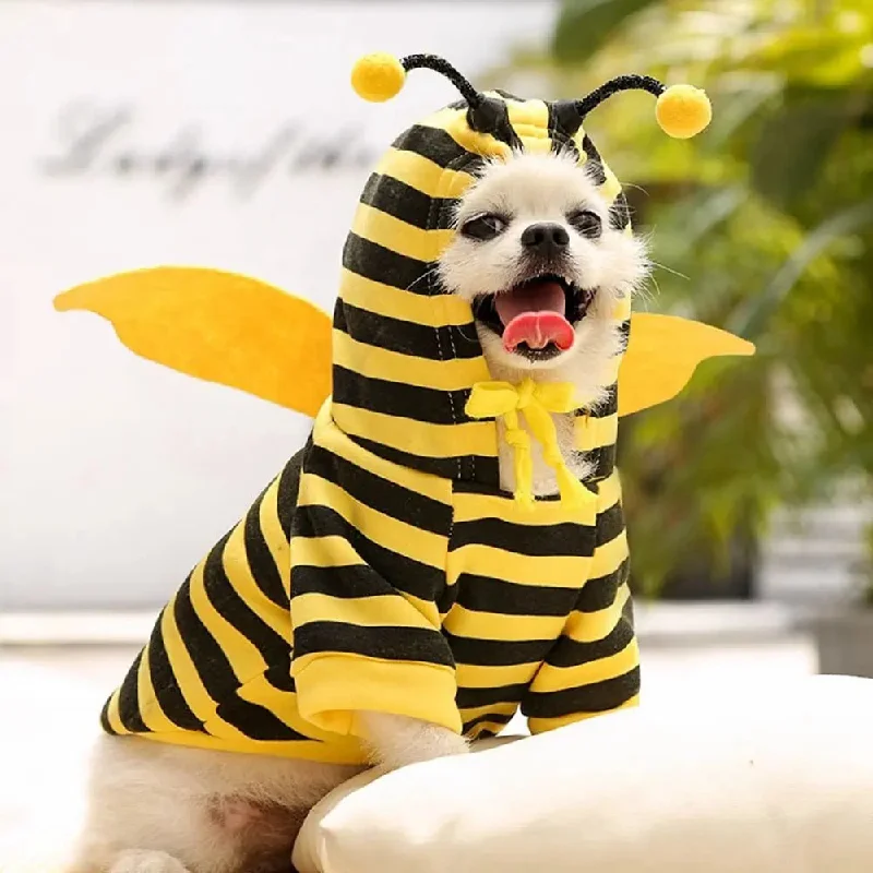 Anniepaw Cute Bee Halloween Pet Costume: Autumn and Winter Cartoon Hoodie for Dogs and Cats Suitable for Christmas Anniepaw Cute Bee Halloween Pet Costume: Autumn and Winter Cartoon Hoodie for Dogs and Cats Suitable for Christmas