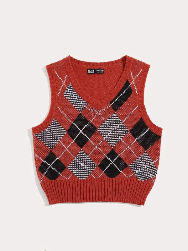 Argyle Pattern Sweater Vest