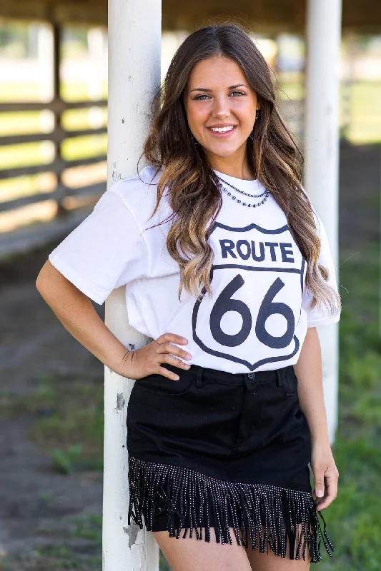 Black Denim Skirt With Fringe Detail