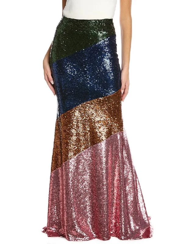 Carolina Herrera Floor Length Seamed Sequin Skirt