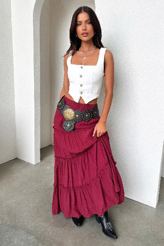 Dunne Maxi Skirt - Burgundy