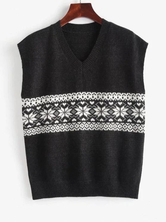 Fair Isle Knit V Neck Sweater Vest