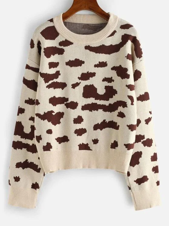 Leopard Animal Print Drop Shoulder Sweater