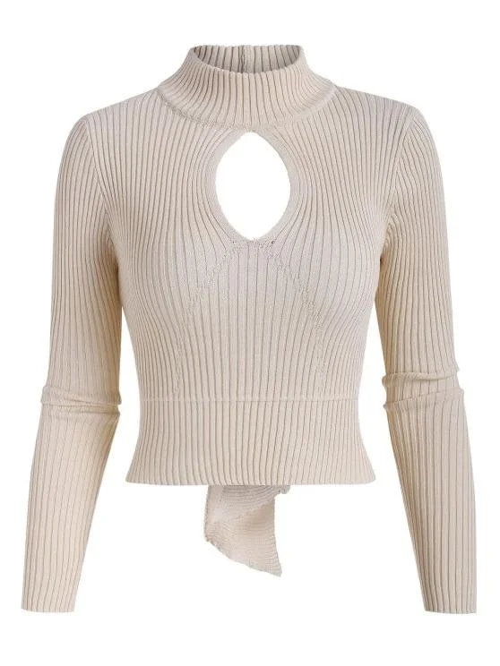 Open Back Ribbed Tie Cut Out Knitwear