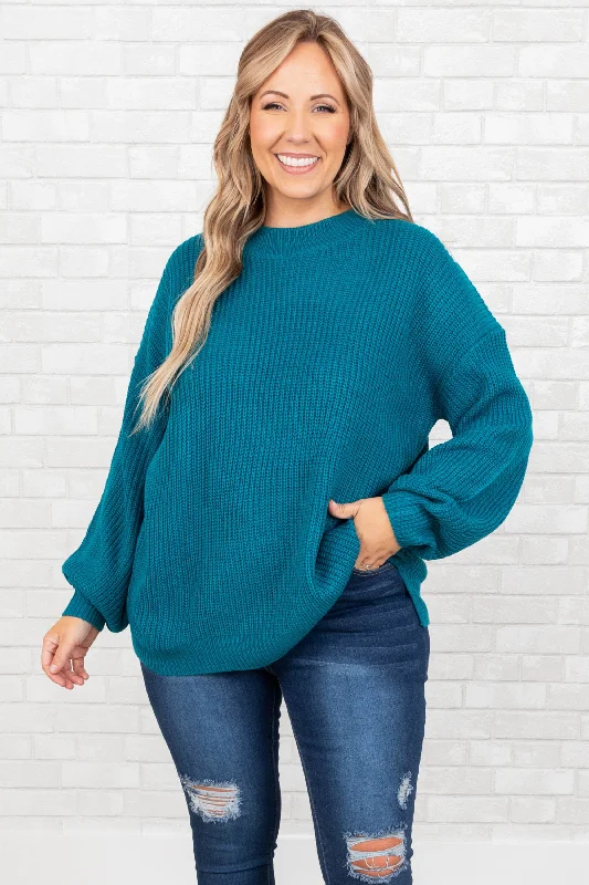 Oversized Fun Sweater, Teal