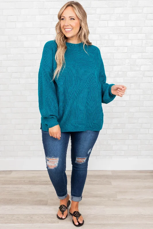 Oversized Fun Sweater, Teal