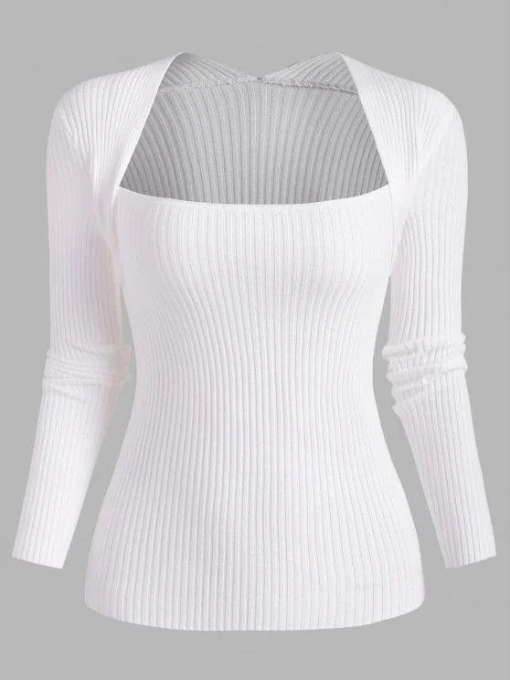 Ribbed Shrug Slim Sweater