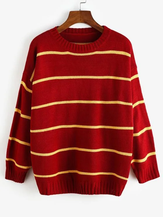 Striped Drop Shoulder Loose Sweater