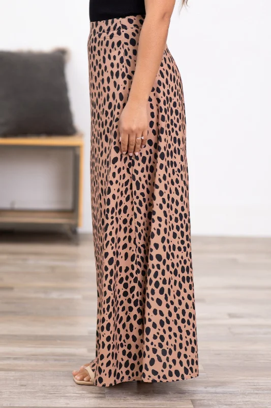 Tan and Black Animal Print Maxi Skirt