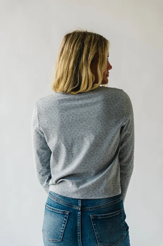 The Conlon Floral Knit Blouse in Heather Grey + Blue