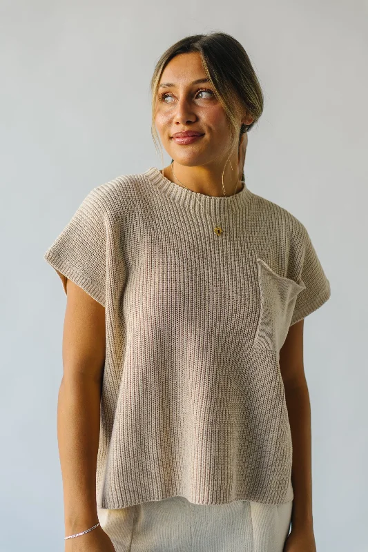 The Nemelka Pocket Detail Sweater Blouse in Oatmeal