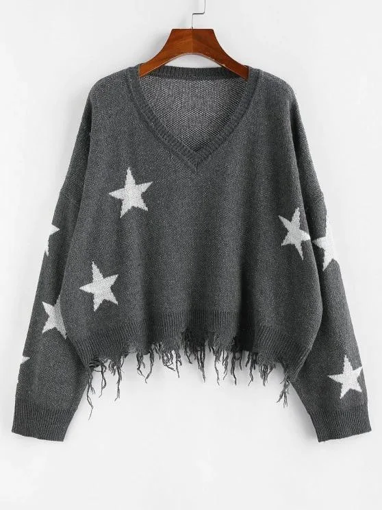 Ripped Stars Jacquard Sweater