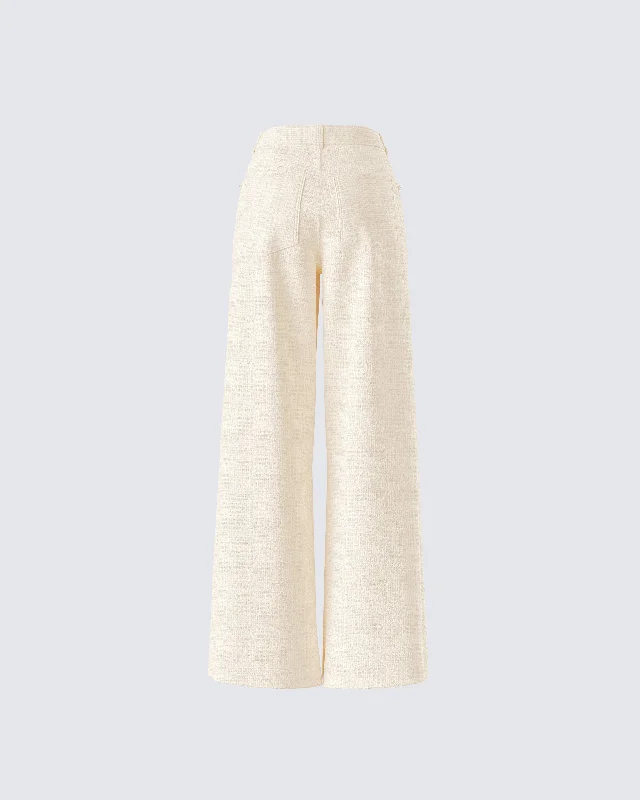 Havanah Ivory Tweed Mid Rise Pant